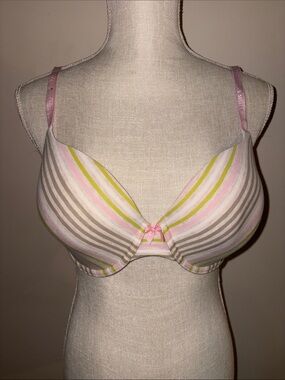 Women's Striped T-Shirt Bra - Pink, Cream, Light Green & Gray